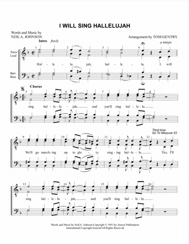 I Will Sing Hallelujah (arr. Tom Gentry)
