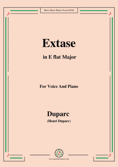 Duparc-Extase in E flat Major,for Violin and Piano (arr. MSM)