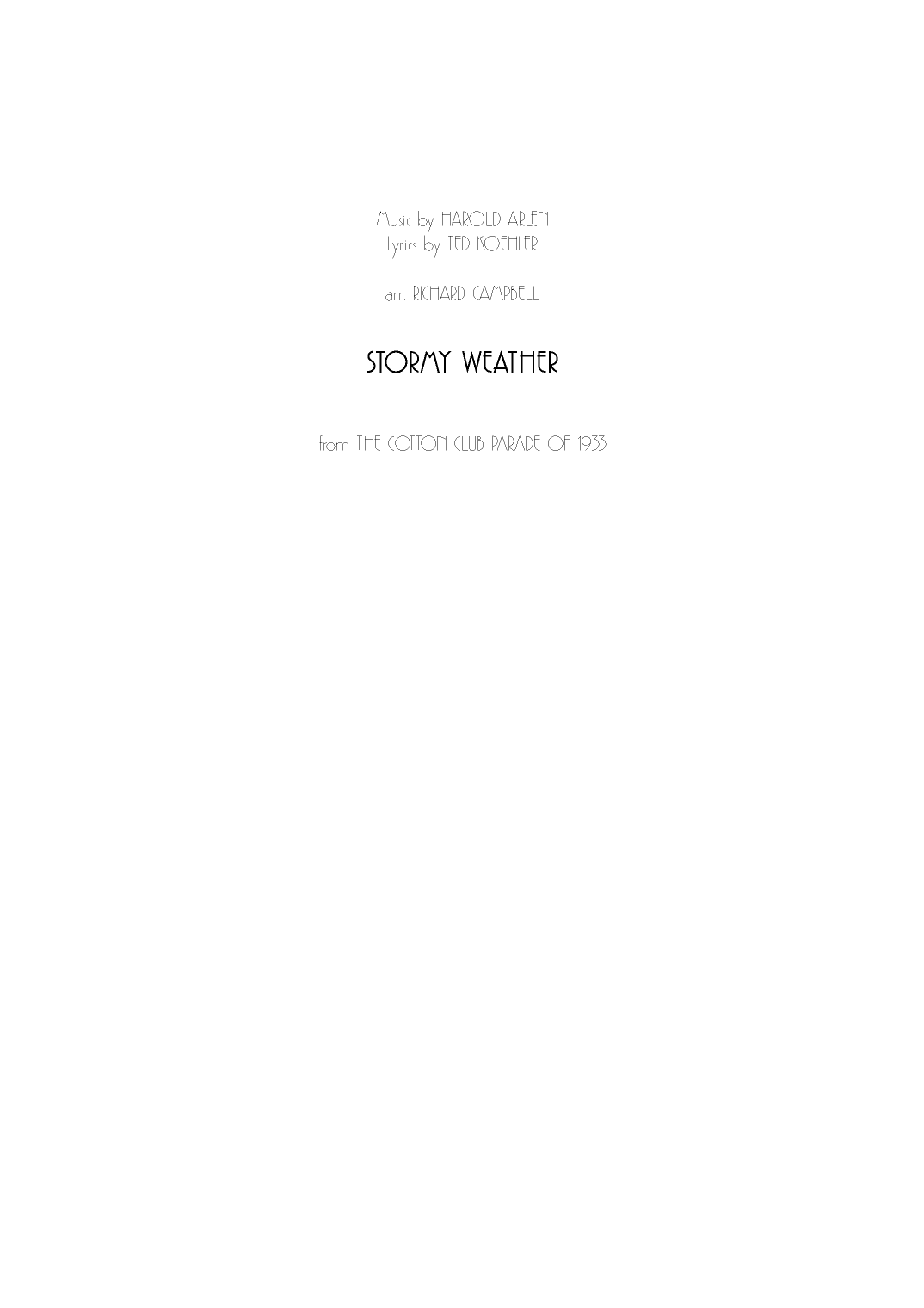 Stormy Weather (keeps Rainin' All The Time) (arr. Richard Campbell)