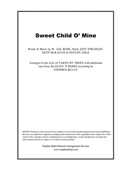Sweet Child O' Mine (arr. Stephen Bulat)
