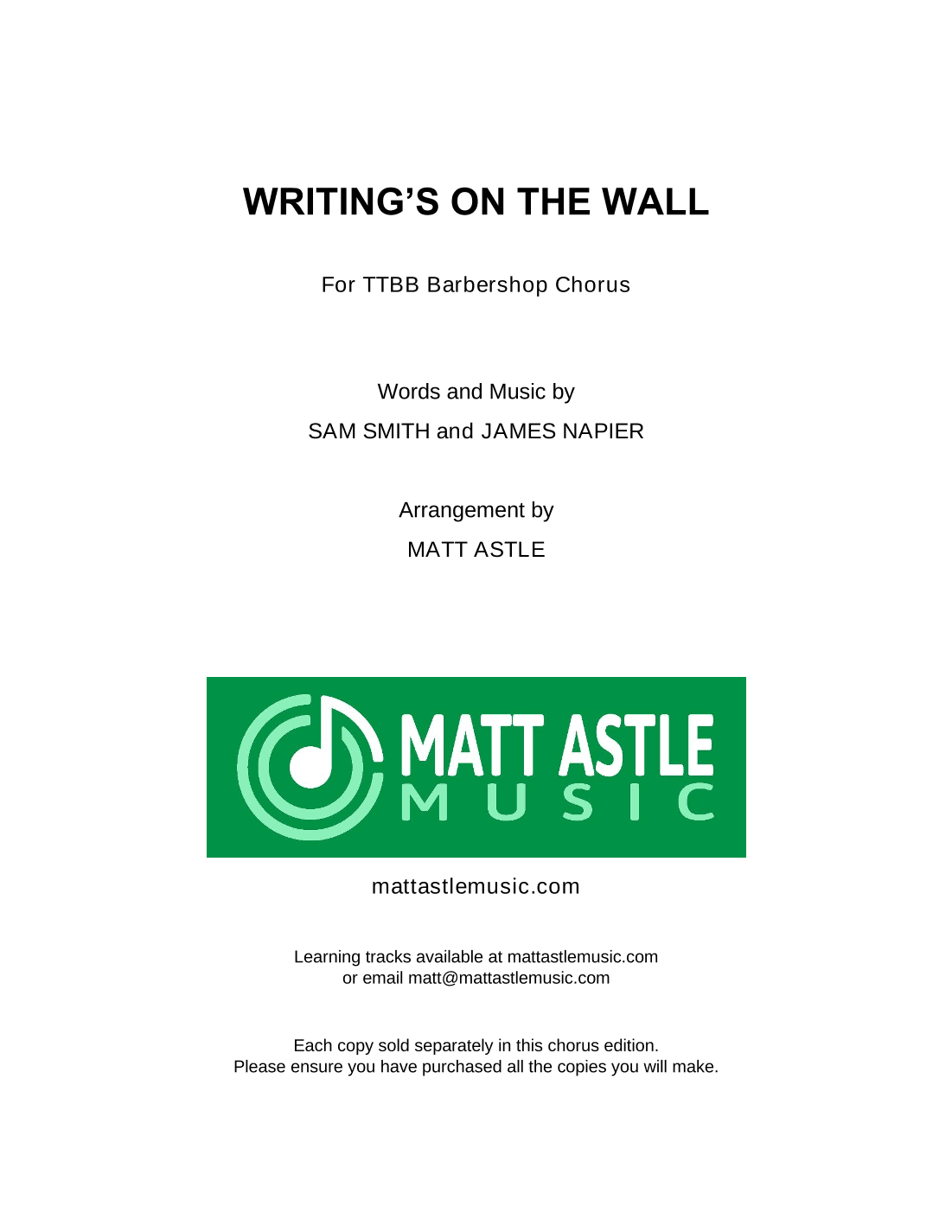 Writing's On The Wall from the film SPECTRE (arr. Matt Astle)