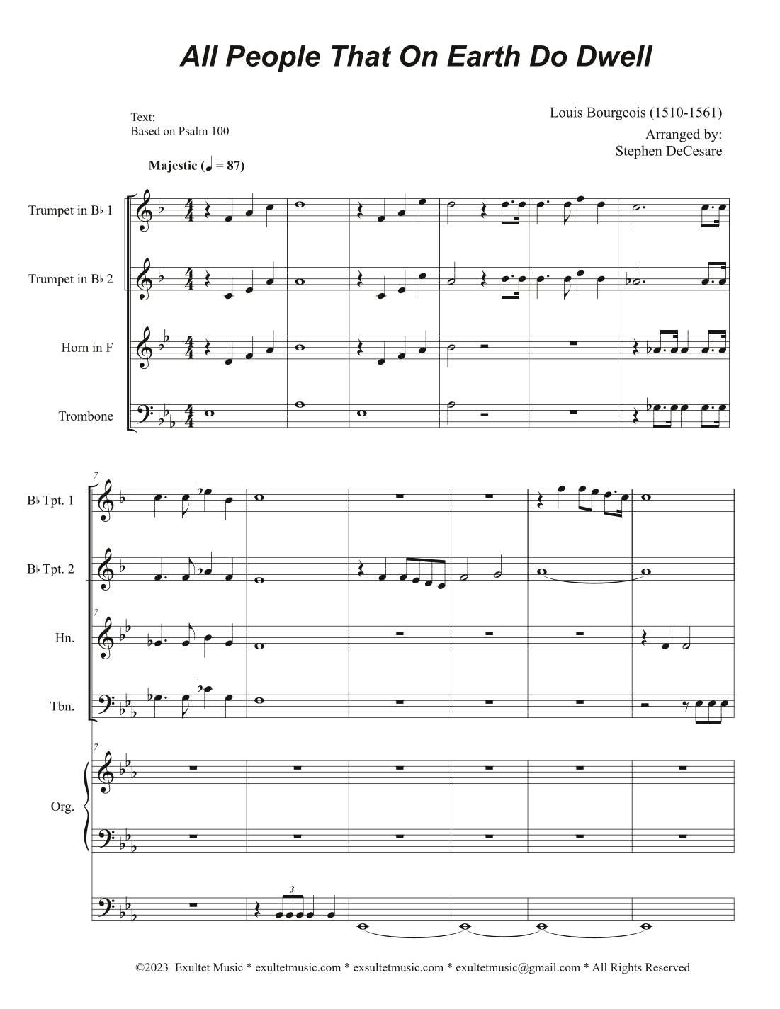 All People That On Earth Do Dwell (Vocal solo - Medium Key) (Full Score) - Score Only (arr. Stephen DeCesare)