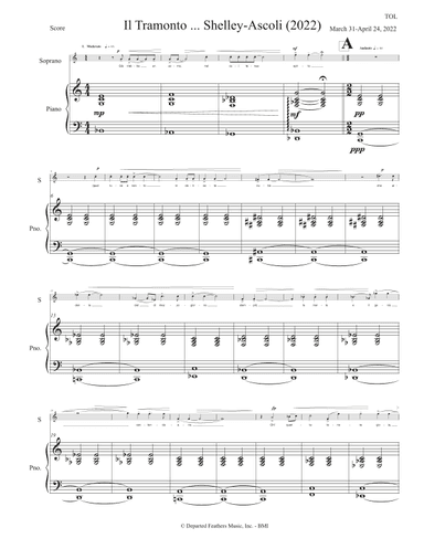 Il Tramonto (2022) piano vocal score