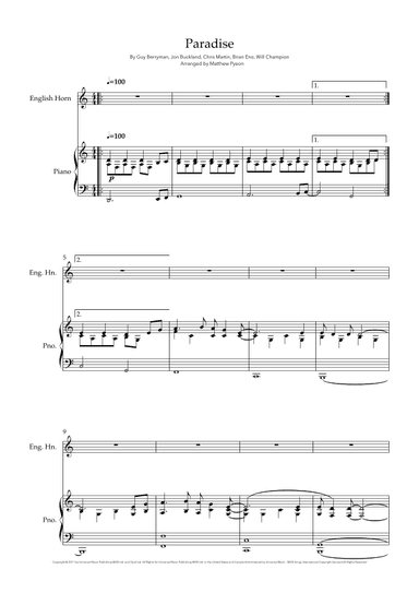Paradise (arr. Matthew pyeon)