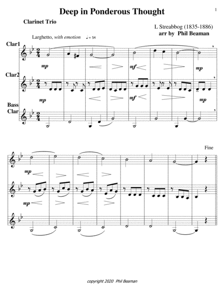 Deep in Ponderous Thought-clarinet trio (arr. Phil Beaman)