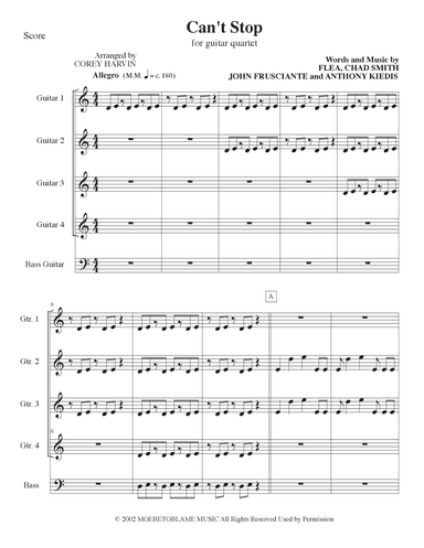 Can't Stop (arr. Corey Harvin)