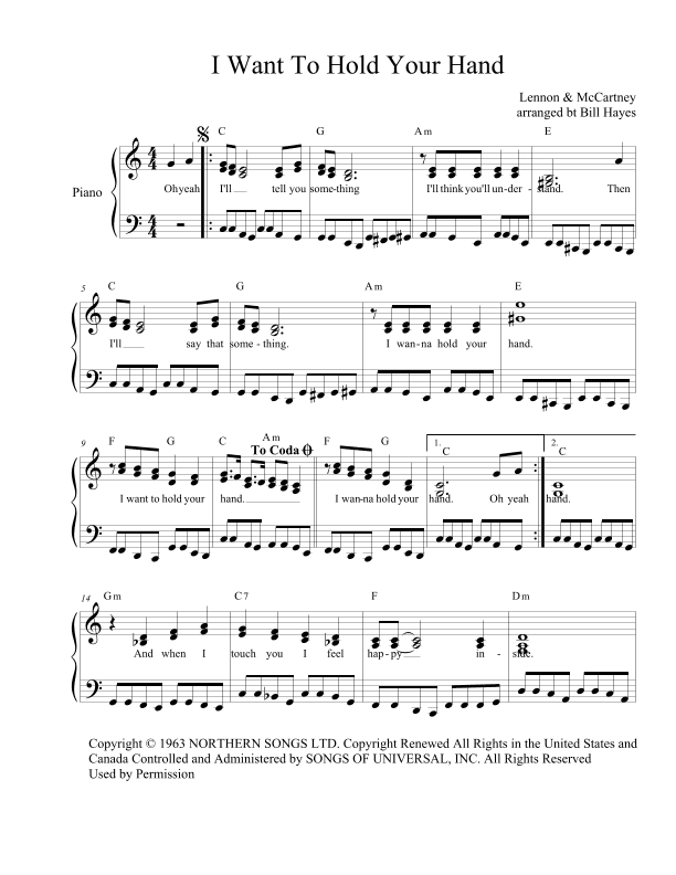 I Want To Hold Your Hand (arr. Bill Hayes)