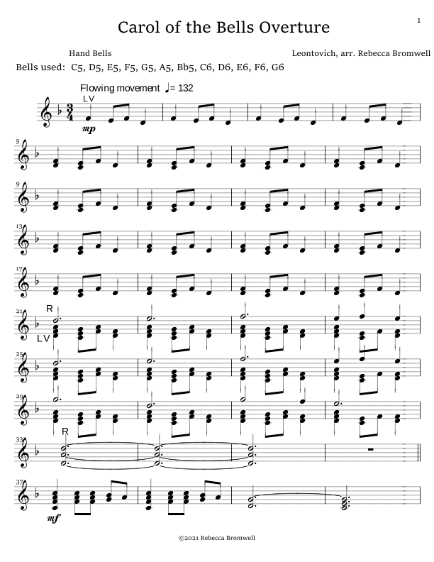 "Carol of the Bells Overture" - Score Only (arr. Rebecca Bromwell)