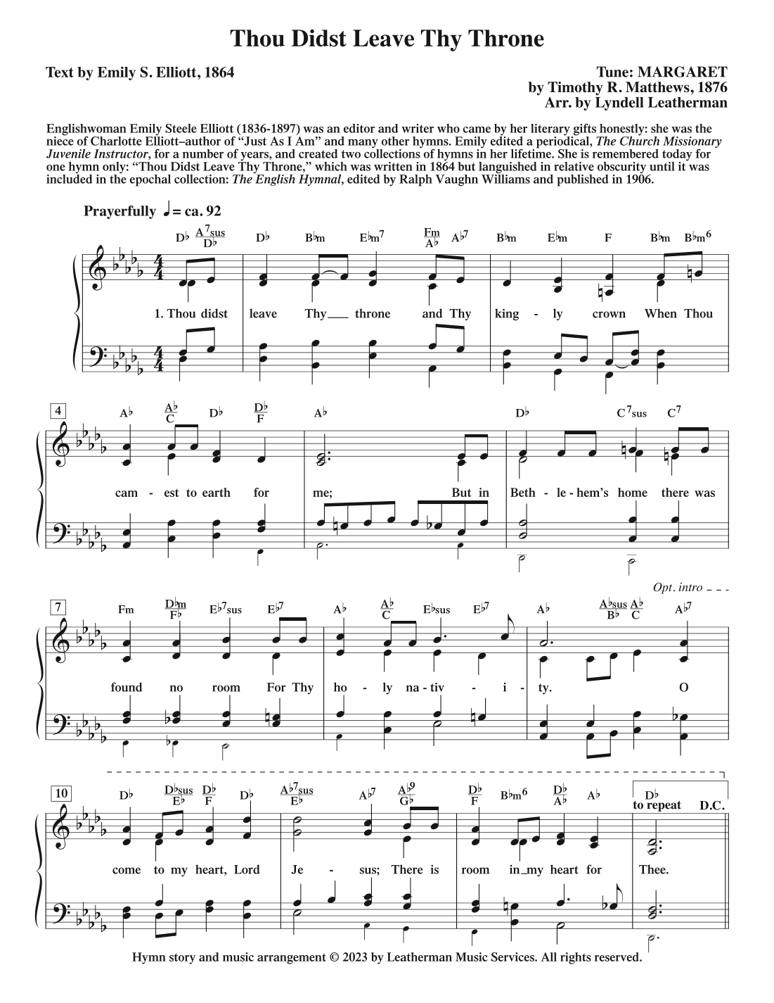 Thou Didst Leave Thy Throne (arr. Lyndell Leatherman)