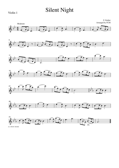 Christmas Carol  Silent Night, for string quartet, CH901 (arr. FCMUSIC)