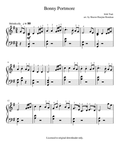 Bonny Portmore (arr. Sharon Hanjian Rondeau)