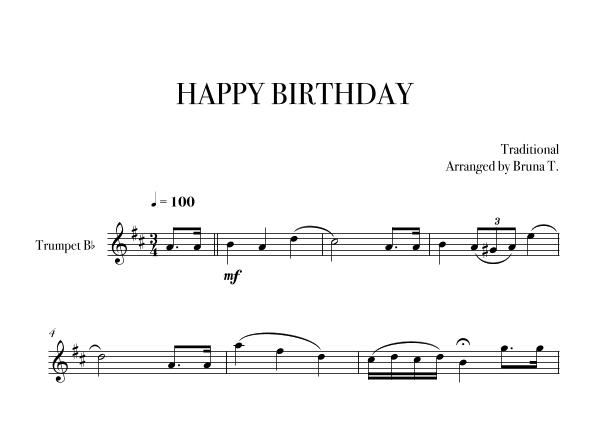 Happy Birthday (Trumpet) (arr. Bruna T.)
