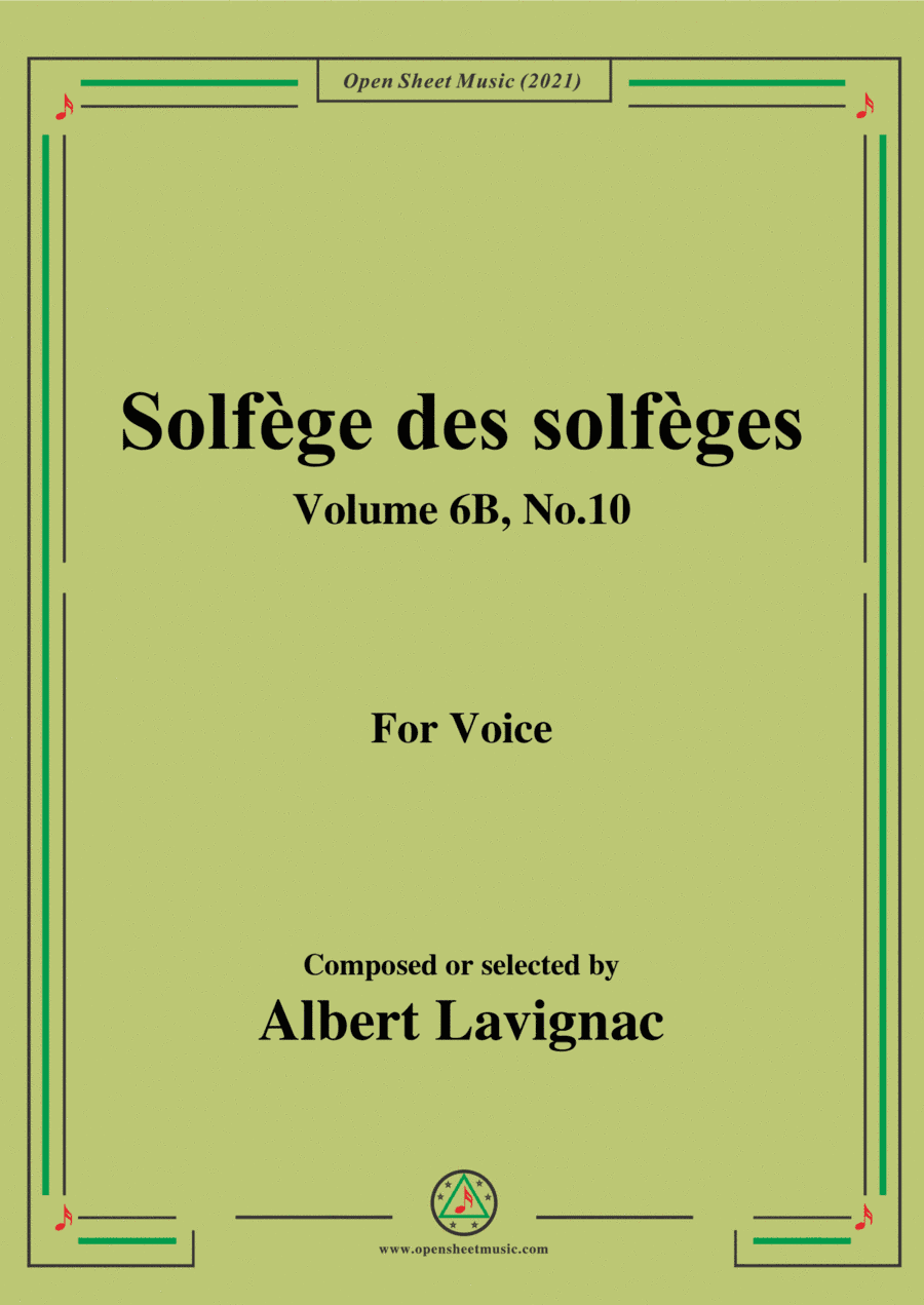 Lavignac-Solfege des solfeges,Volume 6B No.10,for Voice (arr. Open Cloud)