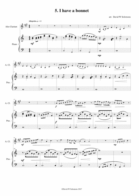 Folk Song Snapshots No 5 I have a bonnet for alto clarinet and piano (arr. David Warin Solomons)