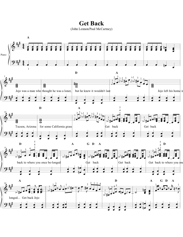 Get Back (arr. Classic Hits: Authentic Arrangements)