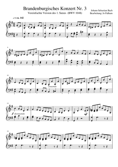 Brandenburgisches Konzert Nr. 3 (arr. Jo Fulham)