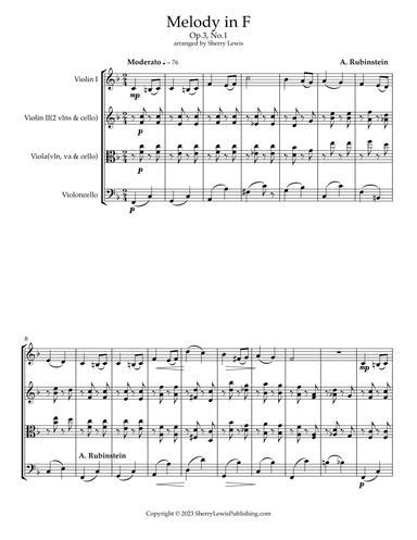 Melody In F, Op.3 No.1 (arr. Sherry Lewis)