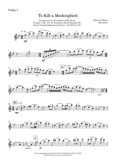 To Kill A Mockingbird - Main Title (arr. Alois Bouda)