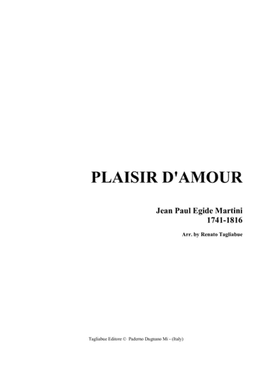 PLAISIR D'AMOUR  - Martini - Arr. for Piano (arr. Renato Tagliabue)
