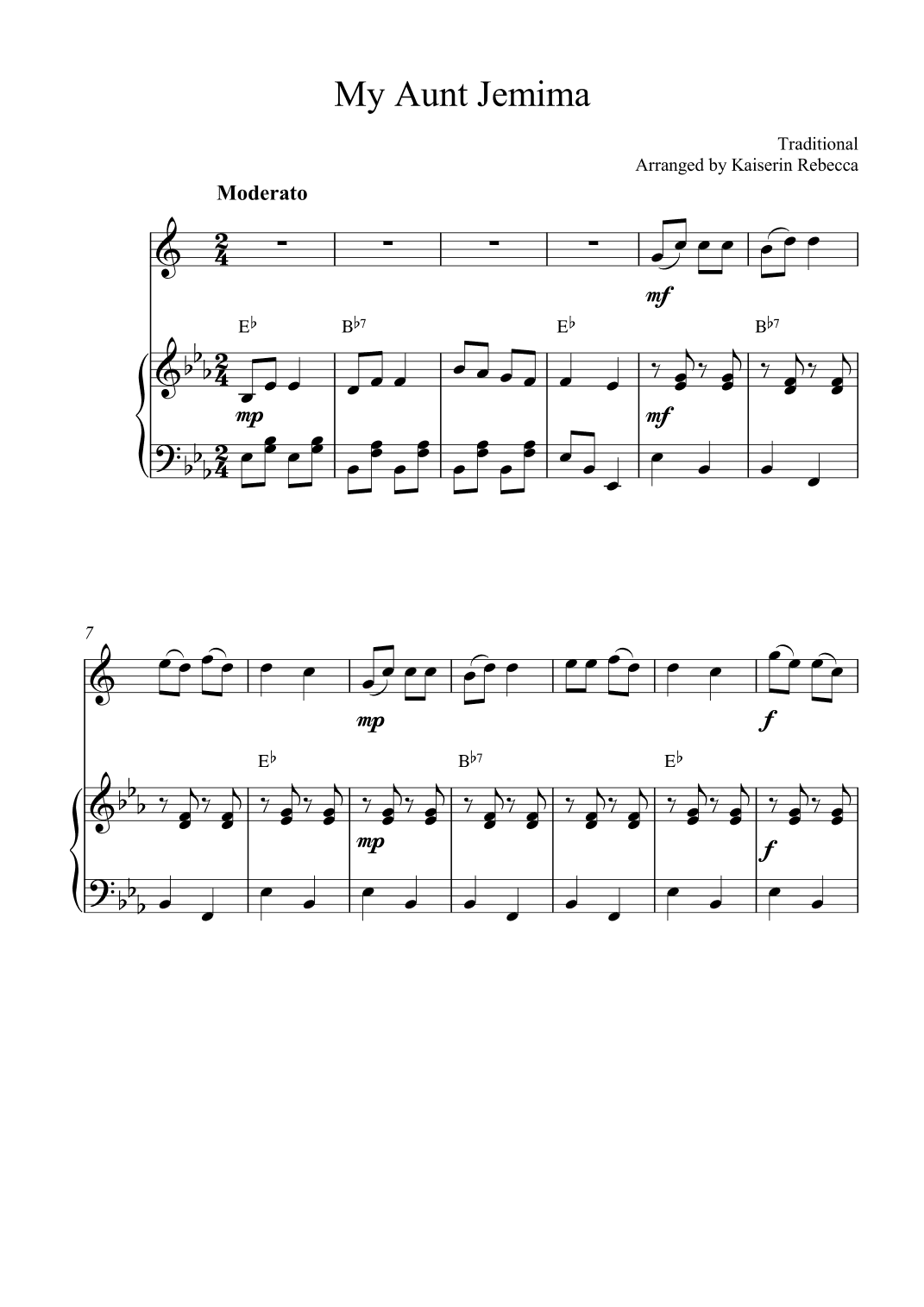 My Aunt Jemima (arr. Kaiserin Rebecca)