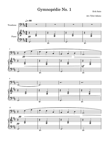 Gymnopédie No. 1 (Trombone Solo and Piano) (arr. Tyler Adams)