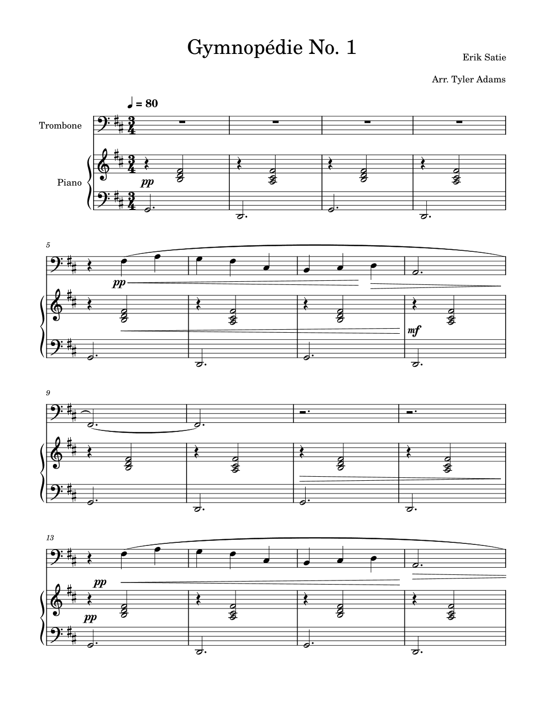Gymnopédie No. 1 (Trombone Solo and Piano) (arr. Tyler Adams)