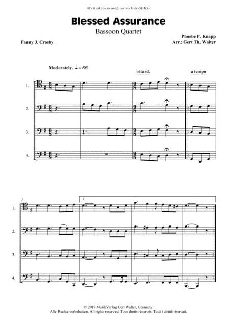 Blessed Assurance (arr. Gert Th. Walter)