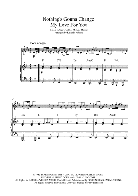 Nothing's Gonna Change My Love For You (arr. Kaiserin Rebecca)