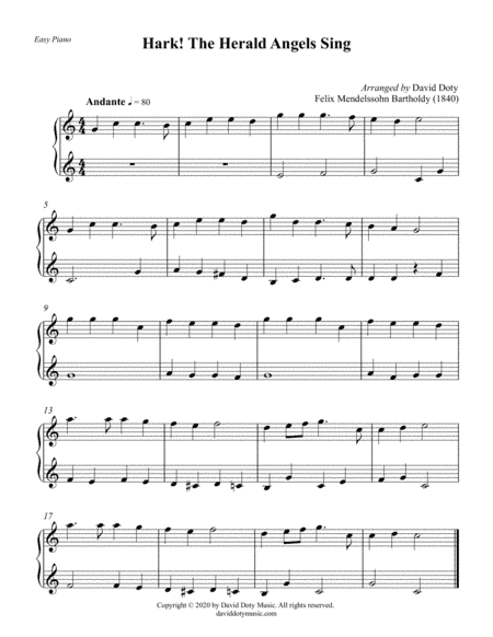 Hark the Herald Angels Sing Easy Piano Christmas Solo for Beginners (arr. David Doty)