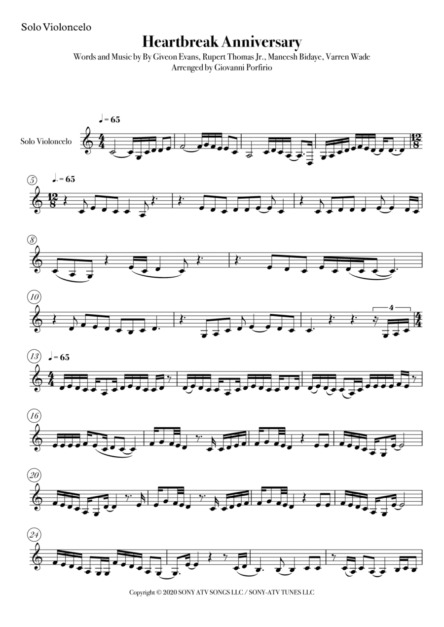 Heartbreak Anniversary (arr. Giovanni Porfirio)
