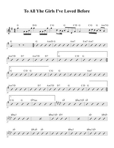 To All The Girls I've Loved Before (arr. David M Fagnant)