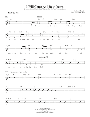 I Will Come And Bow Down (arr. TraviSongs)