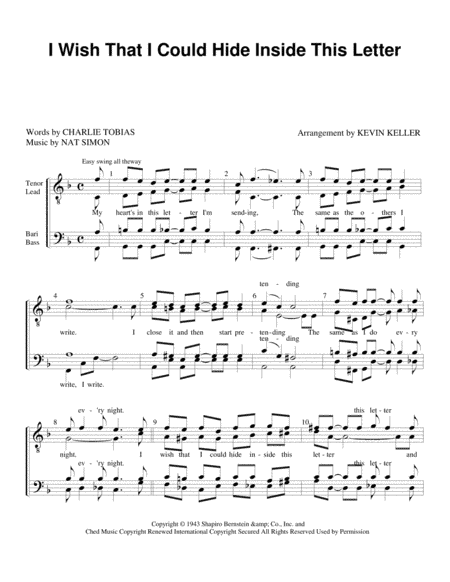 I Wish That I Could Hide Inside This Letter (arr. Kevin Keller)