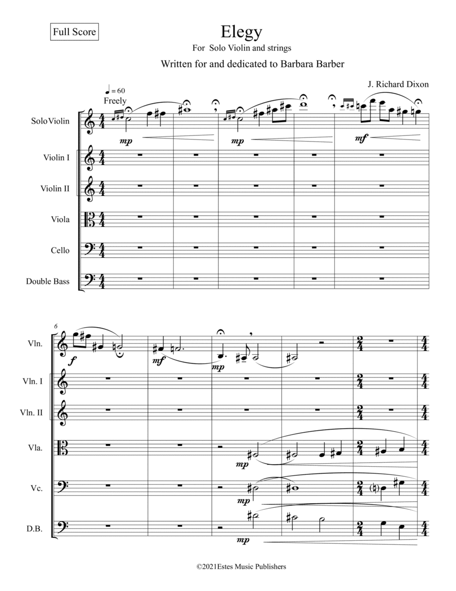 "Elegy" for Solo Violin and string orchestra