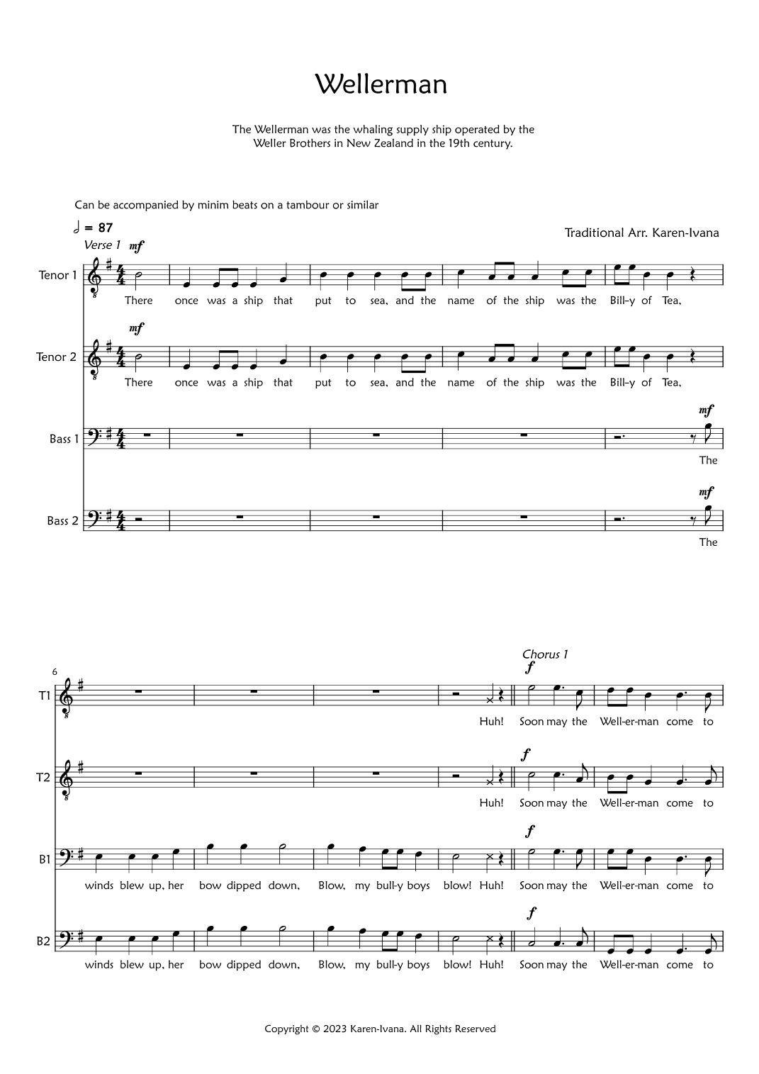 Wellerman (arr. Karen Ivana)