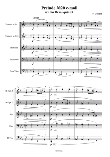 F. Chopin - Prelude ?20 c-moll, arr. for Brass quintet (arr. M. Kutsenko)