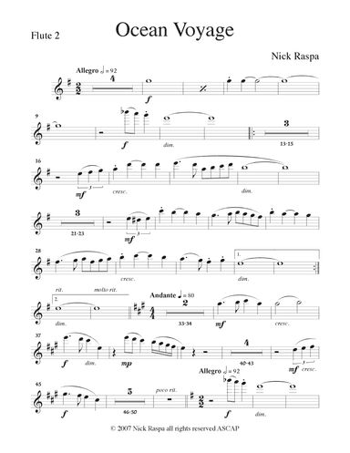 Ocean Voyage - (Full Orchestra)  Flute 2 part