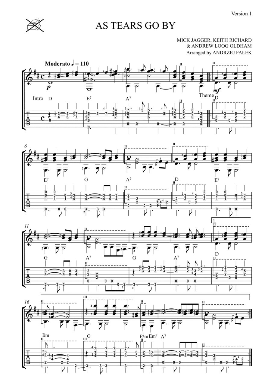 As Tears Go By (arr. Andrzej Falek)