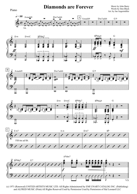 Diamonds Are Forever (arr. Jan Angermüller)