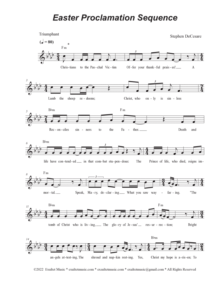 Easter Proclamation Sequence (Vocal solo - Medium Key)