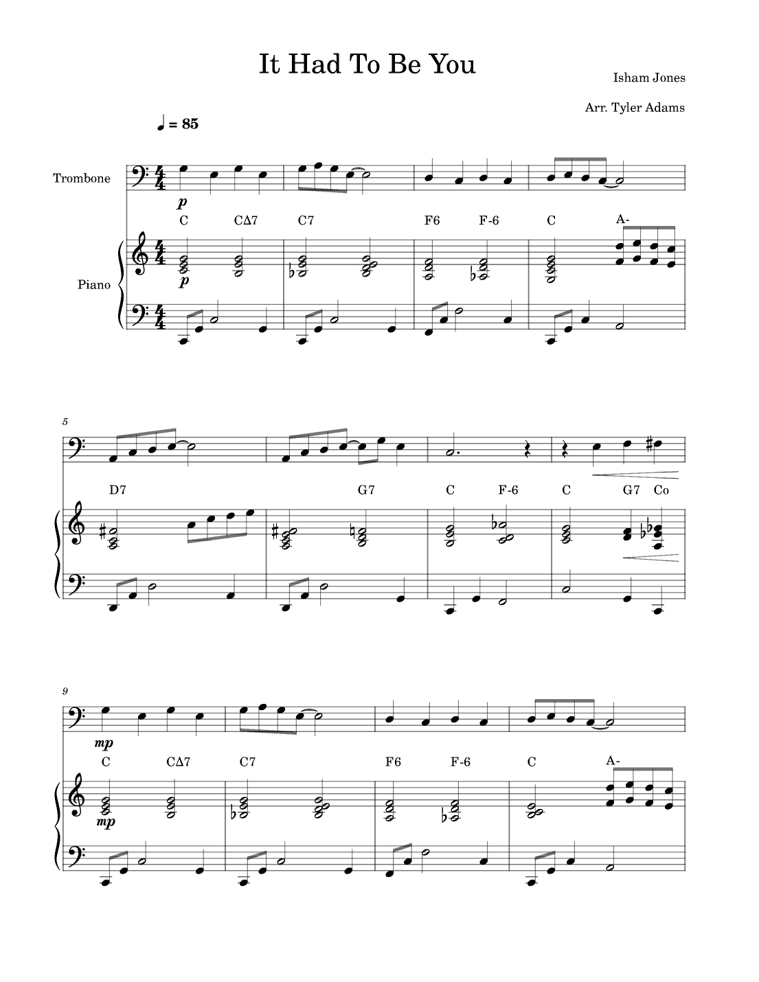 It Had To Be You (Trombone and Piano) (arr. Tyler Adams)