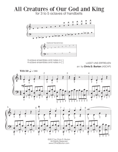 All Creatures of Our God and King (5-octaves Handbells)  (REPRODUCIBLE) (arr. Chris D. Burton)