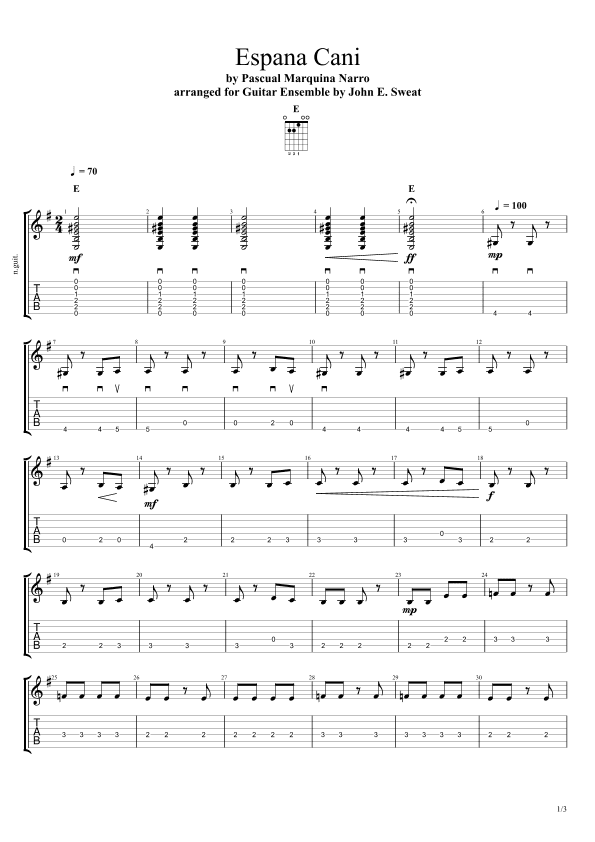 Espana Cani - Guitar III (arr. John E. Sweat)