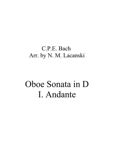 Sonata in D for Oboe and String Quartet I. Andante (arr. Nick Lacanski)