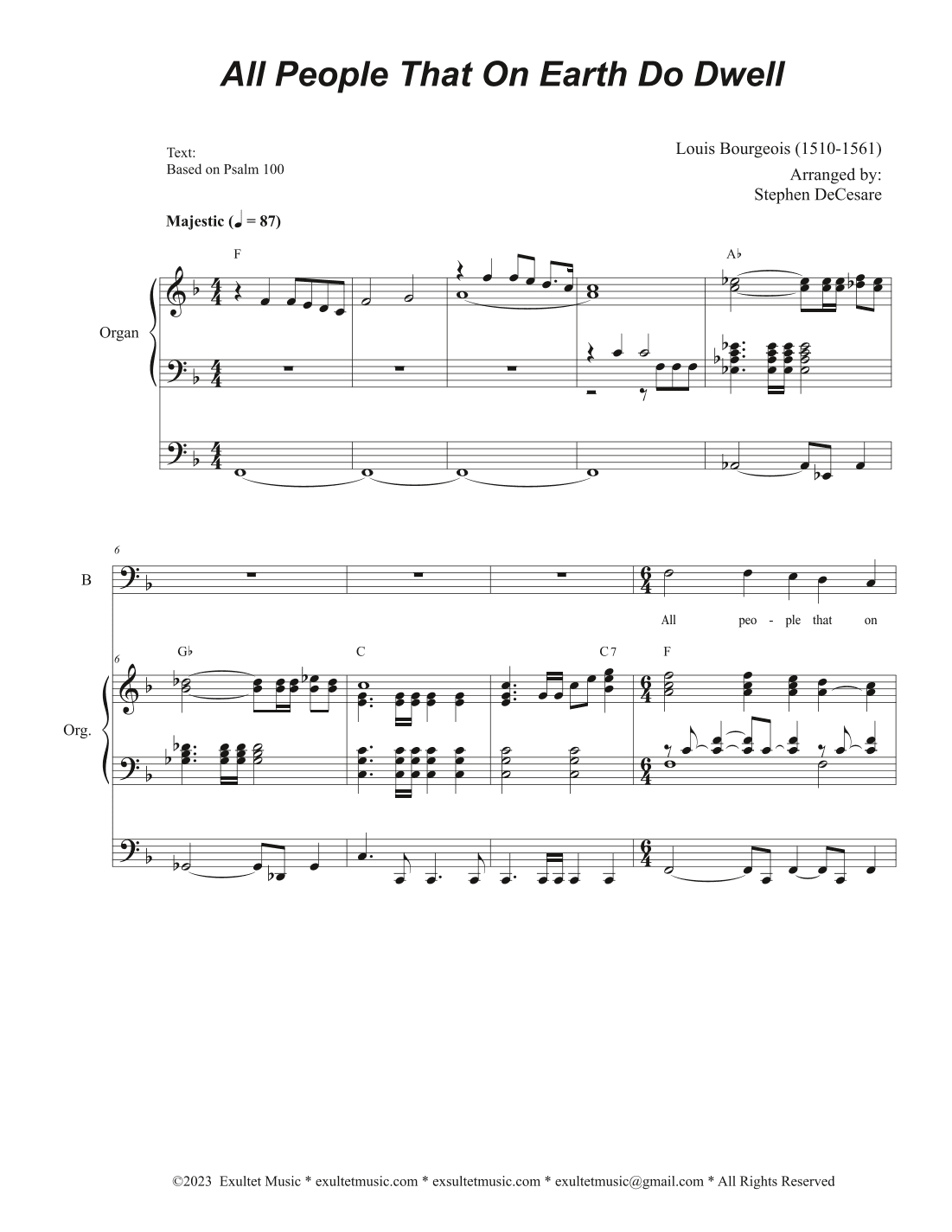 All People That On Earth Do Dwell (Duet for Tenor and Bass solo) (arr. Stephen DeCesare)