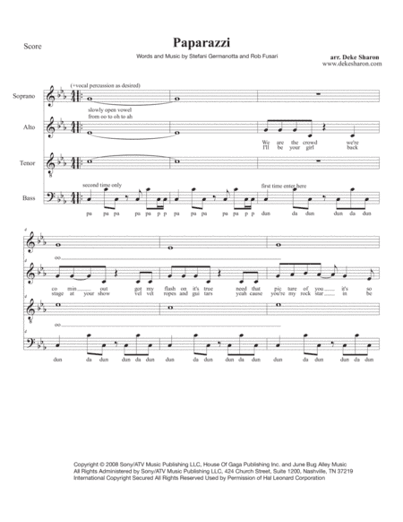 Paparazzi (arr. Deke Sharon)
