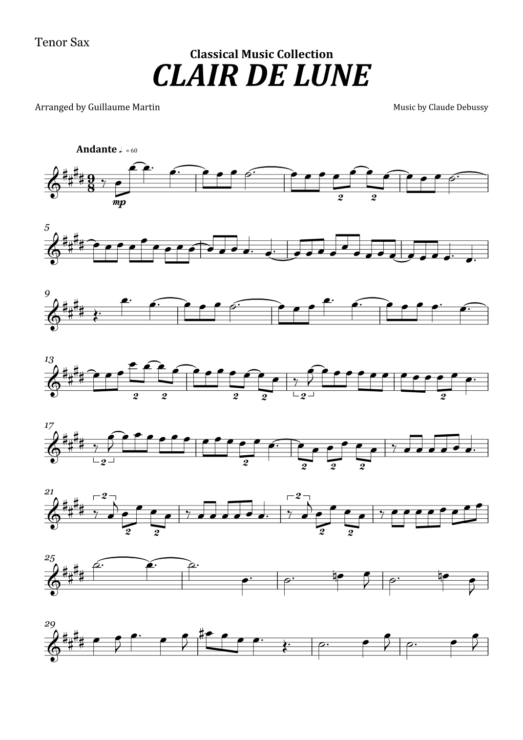 Clair de Lune (arr. Guillaume Martin)