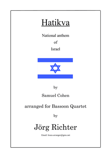 Hatikva (National Anthem of Israel) for Bassoon Quartet (arr. Jörg Richter)