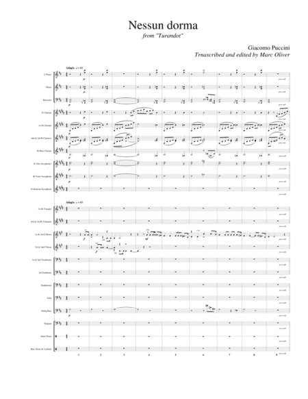 Nessun Dorma (Horn Quartet with Comcert Band) (arr. Marc Oliver)
