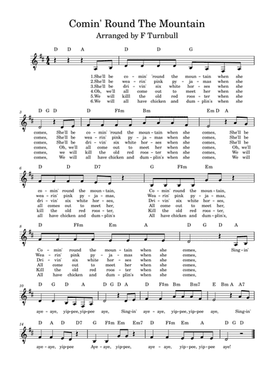 She'll Be Comin' Round The Mountain (arr. F Turnbull)